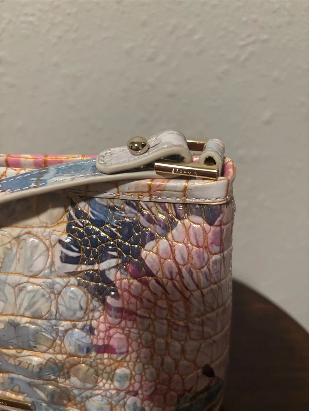 Brahmin Pastel Floral Croc-Embossed Shoulder Bag